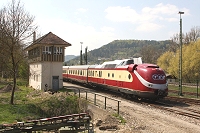 TEE Trans-Europ-Express und Museumsstellwerk in der SVG Eisenbahn-Erlebniswelt. Bildautor: Roland Meier